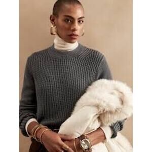 Banana Republic Mock-Neck Cropped Sweater Gray Women's Small